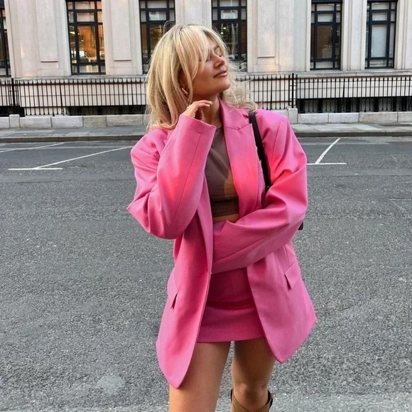 ZARA Oversized Blazer Pink Size Xs, Small - Picture 3 of 16